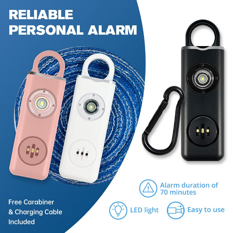 Personal Alarm Keychain - 彼は女性のためのオリジナルの個人的な安全サイレン-130dbサイレン、ストロボ & キーチェーン3ポップカラーaf2004反強盗の助けを求める