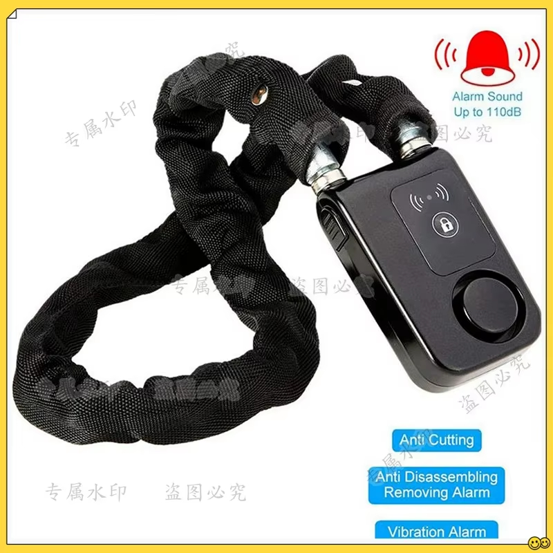 Security Chain Door - Bluetooth対応スマートチェーンロック。鍵不要で、自転車やバイク、ゲートやドアに取り付け可能。110dBの防犯アラーム機能付き。スマートフォンアプリで操作可能。