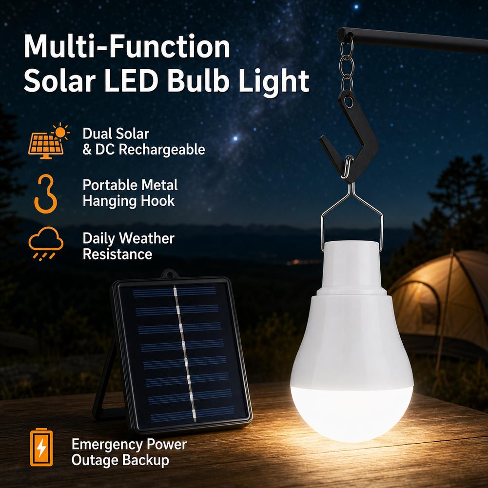 ソーラーLED電球、IP65防水、200ルーメン、持ち運び可 - Power Outage Light のレビューと価格